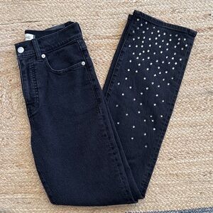 Madewell The Rhinestone 90’s Straight Jean Black Wash 24